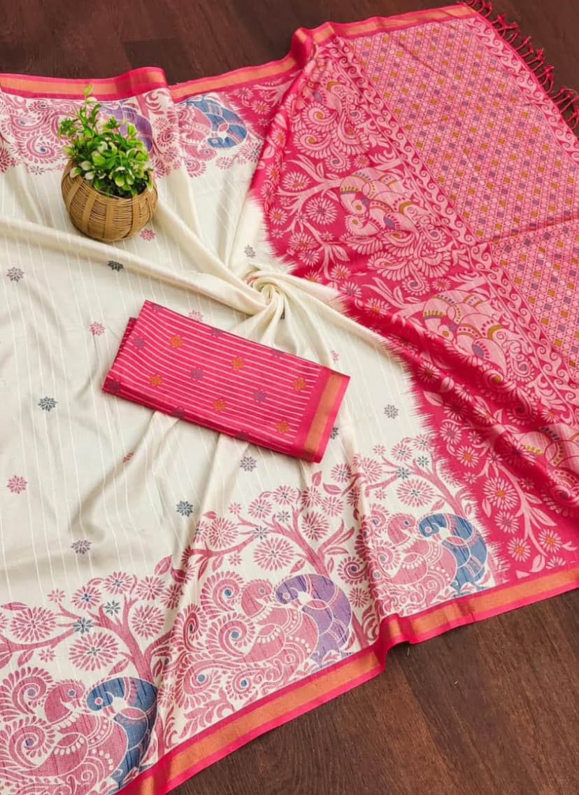 Fancy Tusser Silk Saree - T002
